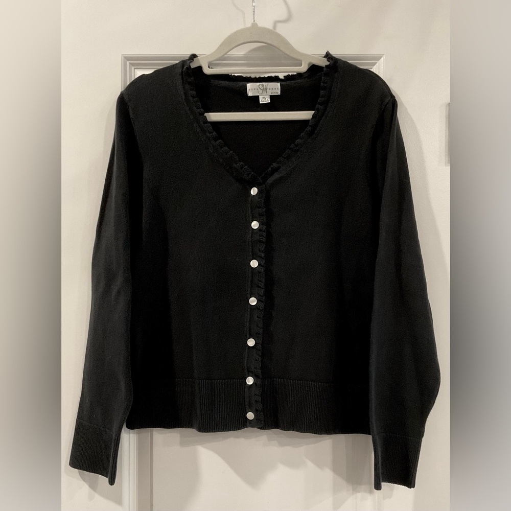 Vintage 90s Y2K Lettuce Trim Ruffle Cardigan